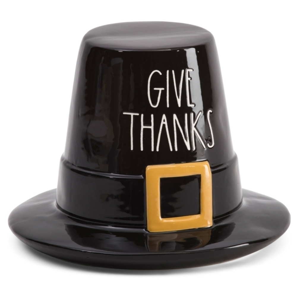 Rae Dunn "Give Thanks" Ceramic Pilgrim Hat Decor